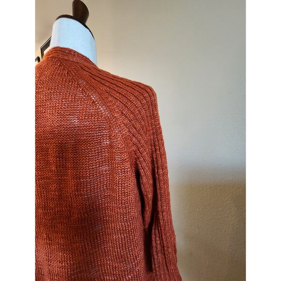 Chico's Women's Orange Open Cardigan Sweater SZ 2 Fall Autumn - Picture 8 of 13